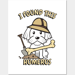 I found this humerus pun - white dog Posters and Art